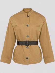 Пиджак с поясом от Yves Salomon, коричневый