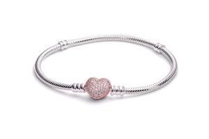 Браслет PANDORA Rose Pave Heart Clasp из стерлингового серебра Pandora, серый
