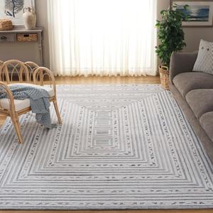 Ковер SAFAVIEH, 244 x 305 см, - коллекция Ebony - большой - Ivory & Grey, ручной работы из шерсти, идеально для гостиной, спальни, офиса, столовой (EBN811F)