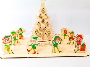 Эльфы, деревянный пазл, ёлка, эльфы, макет, картографирование Inna marka