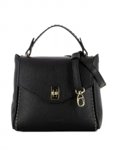 Кожаная сумка-тоут с поворотным замком VISONA`, черный