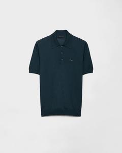 Поло из сверхтонкой шерсти Prada, бутылочно-зеленый