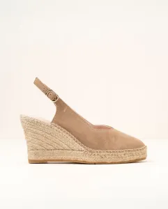 Женские эспадрильи на танкетке из замши с острым носком Macarena, цвет Topo