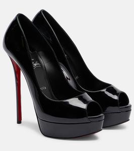 Туфли-лодочки Lady Z 160 с мыском и отделкой из лаковой кожи Christian Louboutin, Black/Lin Black
