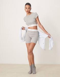 Леггинсы-шорты в рубчик серого цвета Calvin Klein