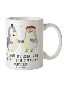 Белая кружка с надписью о брачном контракте и будущем Mr. & Mrs. Panda