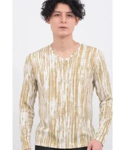 Блестящий полосатый топ Teleco с V-образным вырезом Tornado Mart, цвет Dark Yellow