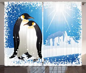 Шторы ABAKUHAUS Winter Rustic, Снежный морозный детский сезон, универсальные ленточные шторы для гостиной с петлями и крючками, 280 x 175 см, небесно-голубой, белый, черный