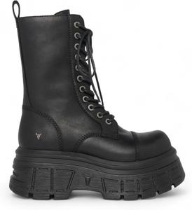 Windsor Smith Женские черные кожаные ботинки-платформы среднего голенища Windsorsmith в байкерском стиле