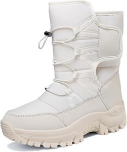 Женские зимние ботинки Frank Mully, теплые и удобные, с искусственным мехом, утепленные ботинки до середины голени, шнуровка, снежные ботинки, противоскользящие, водонепроницаемые боевые ботинки, White