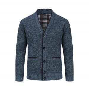 Кардиган на двух карманных пуговицах воротник стойка кардиган на зиму Allthemen, синий