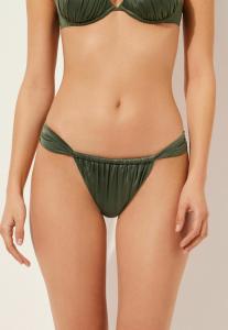 Низ бикини Calzedonia SHINY SATIN, Weiß - 041E - Shiny Satin Dark Green/Metallic Green