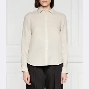 Рубашка из шамбре классического кроя из льна Gant, бежевый