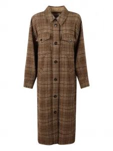 Пальто в клетку с накладными карманами Marant Étoile, коричневый