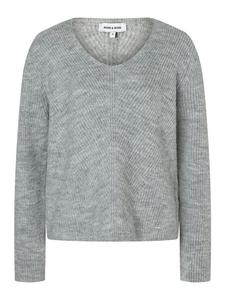 Свитер в рубчик с V-образным вырезом в цвете серебристо-серый меланж More & More