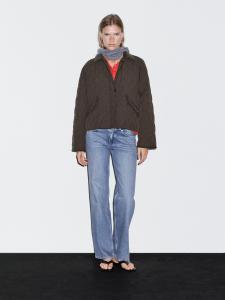 Короткая водоотталкивающая куртка с вельветовыми деталями Massimo Dutti, хаки