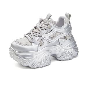 QITUMAUL Серебряные устойчивые к истиранию массивные низкие кроссовки для женщин [Высота платформы: 8 см], цвет Silver[Platform Height: 8cm]