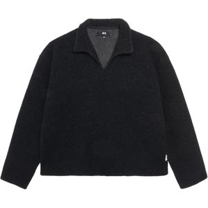 Свитер из шерстяной смеси с отделкой шерпой Stussy, черный