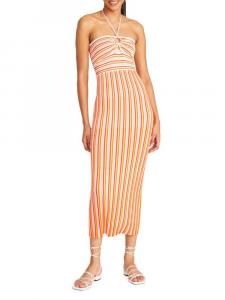 Платье миди в полоску Valena с воротником халтер Amur, цвет Sorbet
