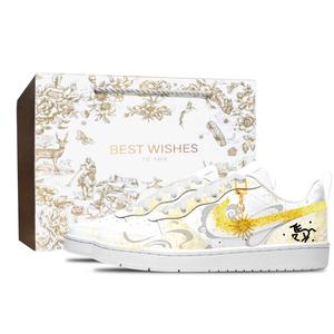 Кроссовки для скейтбординга Court Borough Leather Slip Resistant Abrasion Resistant Breathable Cushioning Low top для детей Nike, белый