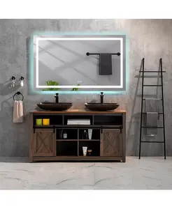 Зеркало для ванной комнаты, алюминиевое, с подсветкой, 6000 К, светодиодное, противотуманное, с регулировкой яркости, белое, один размер Gaomon, white