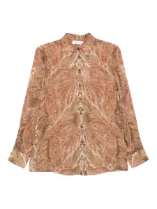 Рубашка с воротником и узором пейсли ZIMMERMANN, оранжевый