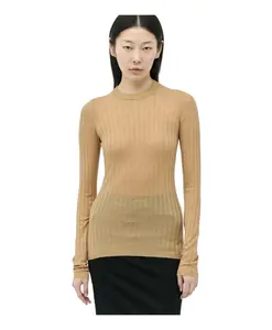 Рваный шерстяной свитер с круглым вырезом Sportmax, бежевый