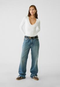 Топ с длинными рукавами V-NECKLINE Stradivarius, белый