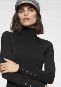 Свитер Tamaris с высоким воротником и пуговицами, черный