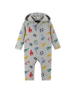 Детский комбинезон для мальчиков с капюшоном и принтом в стиле университетской формы Andy & Evan, Beige varsity