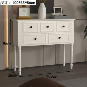 Yu Senyi Комод 100х35х86 см для спальни и гостиной настенный из дерева в стиле American-Style, 5 ящиков, отделка черный с цветом слоновой кости