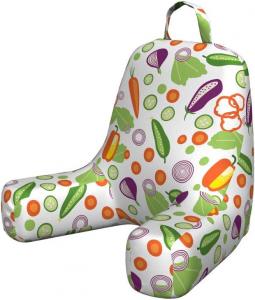 Наволочка для подушки для чтения Lunarable с рисунком овощей: морковь, перец, лук, огурцы, баклажаны на однотонном фоне, мягкая, без наполнителя, размер S, многоцветная., Multicolor