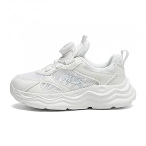 Износостойкие, легкие, с амортизацией, противоскользящие, противоотскочные детские беговые кроссовки Mulinsen, 8630 белый[dual mesh breathable]