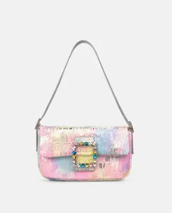 Сумка через плечо с корпусом в форме коробки и квадратной отделкой в виде драгоценного камня на переднем клапане Alma en Pena, мультиколор