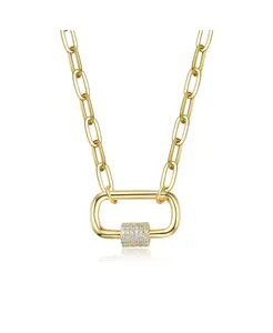 Детское/Подростковое ожерелье с прямоугольным кулоном из кубического циркония, покрытое 14-каратным золотом Gigigirl, gold