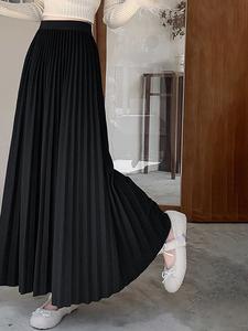 Длинная юбка с высокой талией и складками для женщин Doux Belle, цвет Black