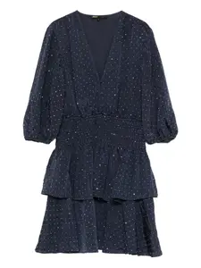 Платье мини с V-образным вырезом и кристаллами Maje, синий