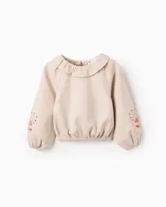 Детская блузка с воланами и цветочной вышивкой Zippy, бежевый