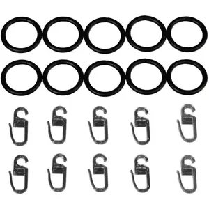 Кольцо для штор Liedeco, (набор, 10 шт., с крючками-плиссе), для карнизов Ø 20 мм, антрацит