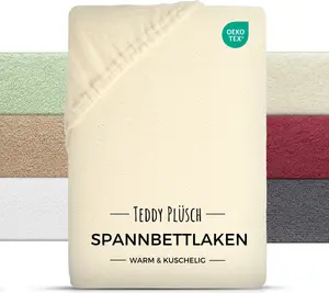 Зимняя простыня на резинке Teddy Plush 90x200 см, кремовая Carpe Sonno