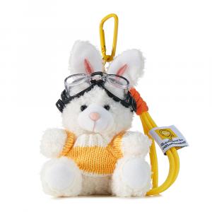 Очаровательный подвесной шарм Pilot Rabbit, плюшевая кукла, высота 12 см Bowl, белый/желтый