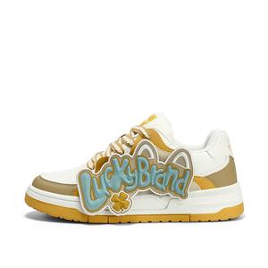 Легкие и дышащие низкие кроссовки для скейтбординга унисекс LUCKY BRAND, White Yellow (Men'S)