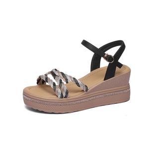 Сандалии на ремешках 6,5 см Женские Золотистый Шёлк Кролик, Золотой