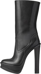 Женские ботинки FSJ на платформе с закрытым носком, тонким массивным каблуком, боковой молнией, двойной платформой, ботинки до щиколотки, панк-бойковые средние ботинки, размеры 4-16 США, Black