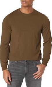 BOSS Мужской свитер с круглым вырезом и ребристыми манжетами, Marshland Green