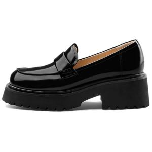 7or9 Лоферы цвета молочного шоколада, женские, 6,5 см, черные