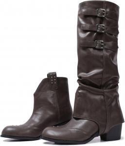 Женские ботильоны на высоком каблуке с пряжкой и складками, 5 см, двусторонние, длинные, зимние, с заостренным носком, из мягкой кожи UNWRBD, Brown 5.5