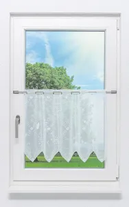 Занавеска для кафе из кружева Плауэн - компасная звезда (Ш x В) 114,10 см * 49 см, белый/белый Plauener Spitze