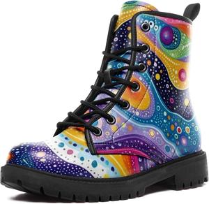 Женские модные ботильоны с цветочным принтом, стильные и комфортные, военные сапожки, легкие, водонепроницаемые, прочная зимняя обувь AWSOLE, Black/Purple/Orange/Green