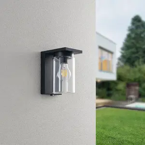 TRIO Освещение Наружный настенный светильник ARDILA, наружный фасадный светильник с стеклянным абажуром, датчик сумерек E27 1 шт. без 1x E27 макс. 40 Вт, IP44, настенный светильник для стены дома, сада, террасы Trio Leuchten, Schwarz matt